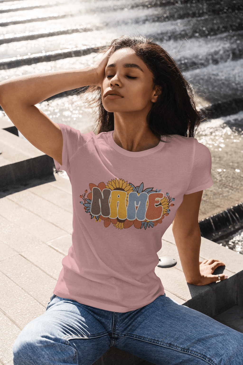Custom Floral Name T-Shirt