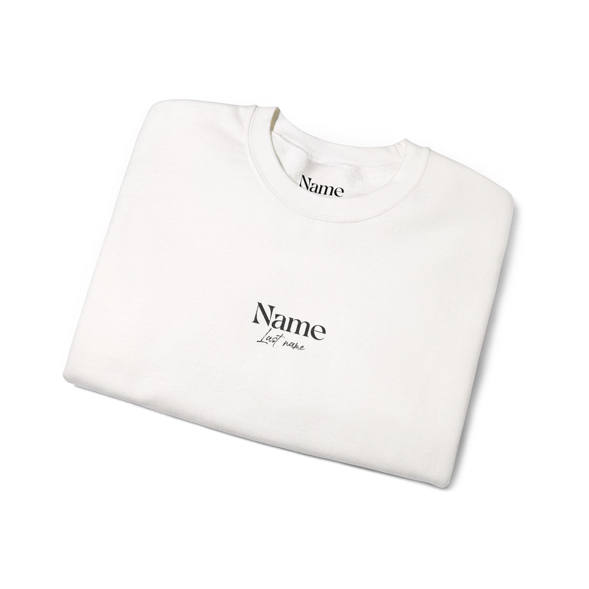 Minimal Embroidered Name Crewneck Sweatshirt — Personalized Monogram Center Chest unisex