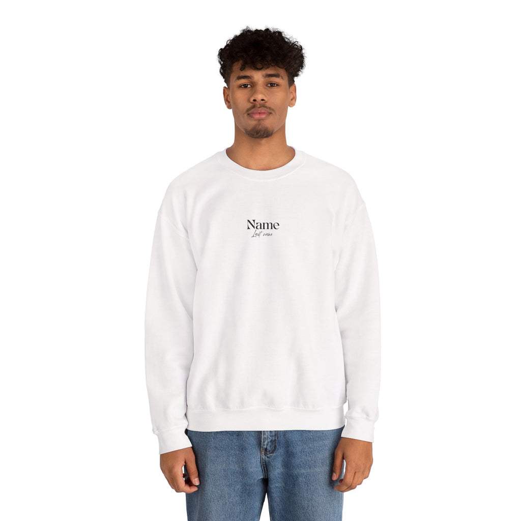 Minimal Embroidered Name Crewneck Sweatshirt — Personalized Monogram Center Chest unisex