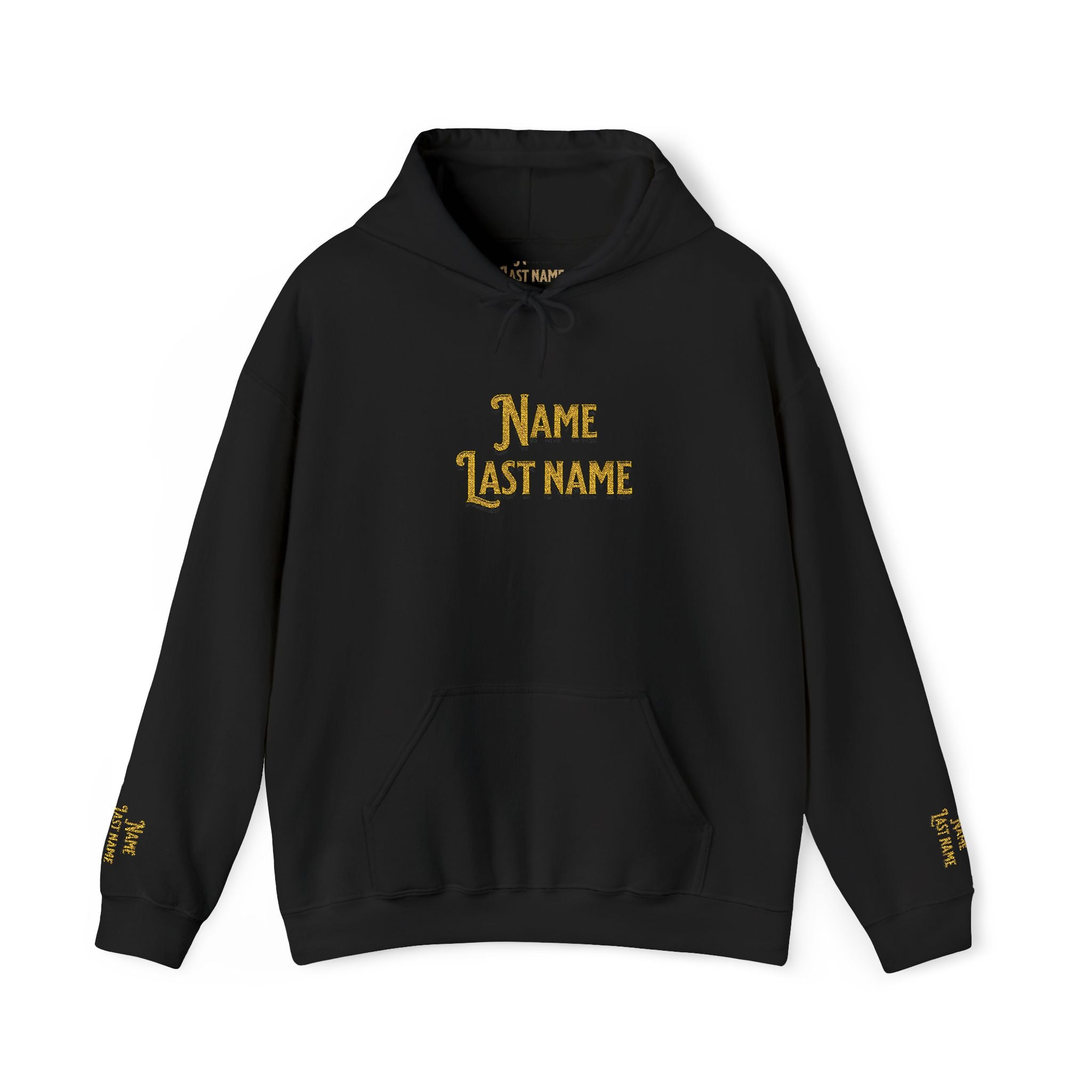 Personalized embroidered  Gold Leopard Name Hoodie — Custom 'Name Last Name' Graphic Hooded Sweatshirt Unisex