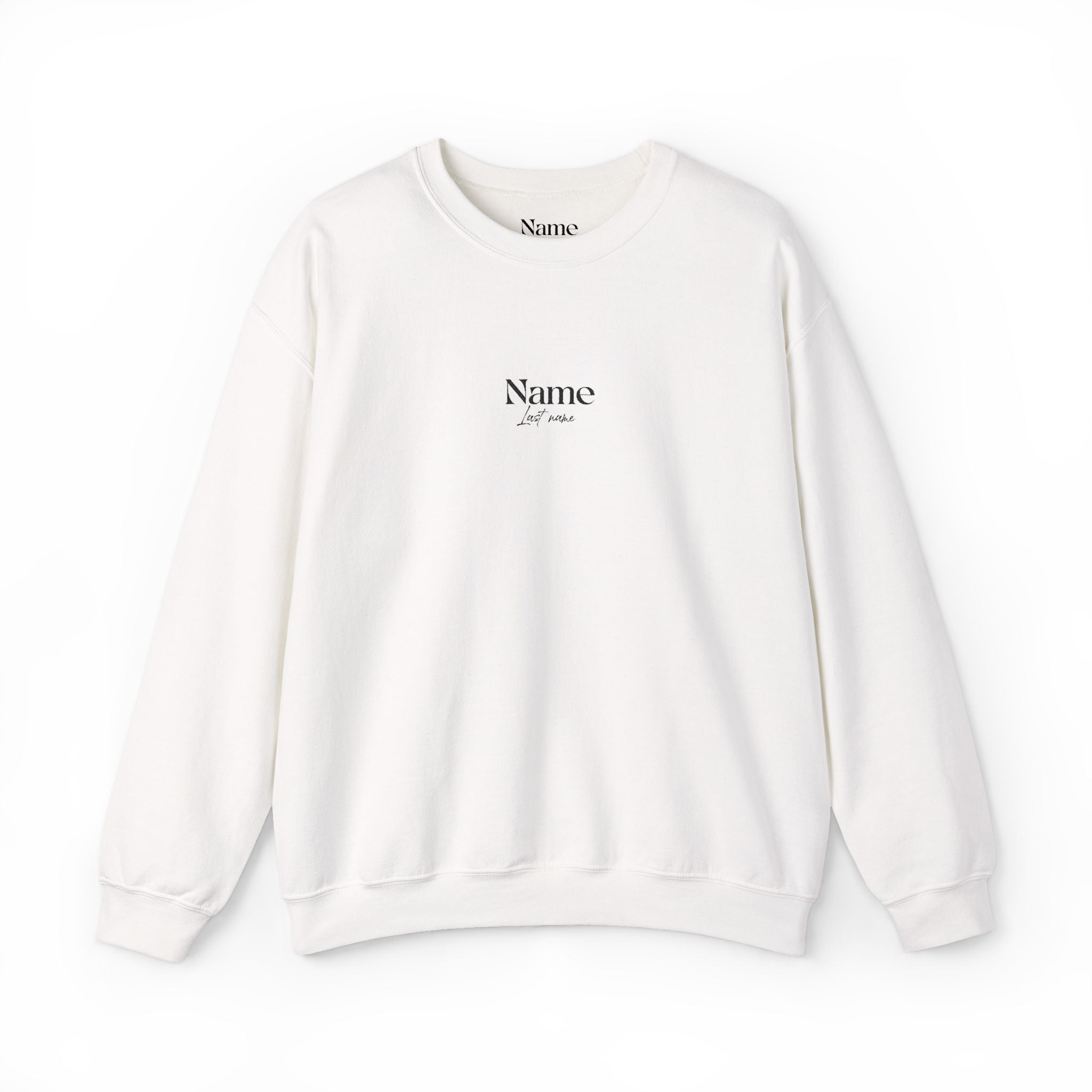 Minimal Embroidered Name Crewneck Sweatshirt — Personalized Monogram Center Chest unisex