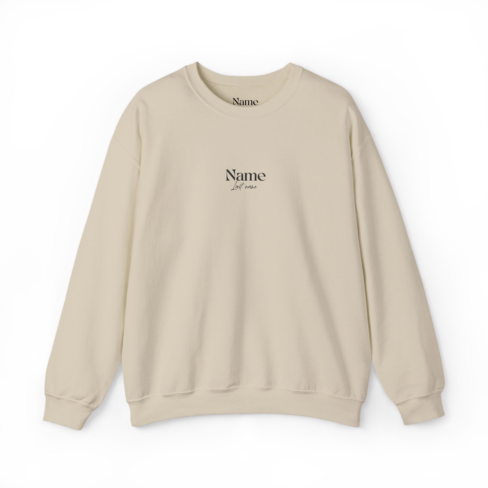Minimal Embroidered Name Crewneck Sweatshirt — Personalized Monogram Center Chest unisex