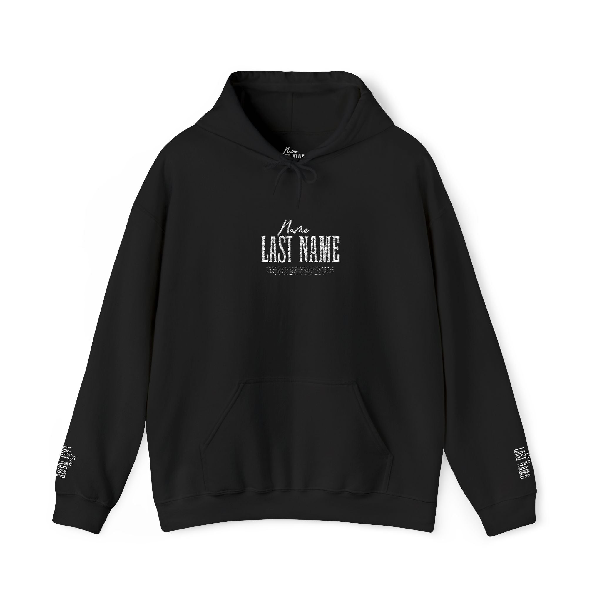 Personalized hoodie with name, last name, and a personal phrase that represents you — unisex.