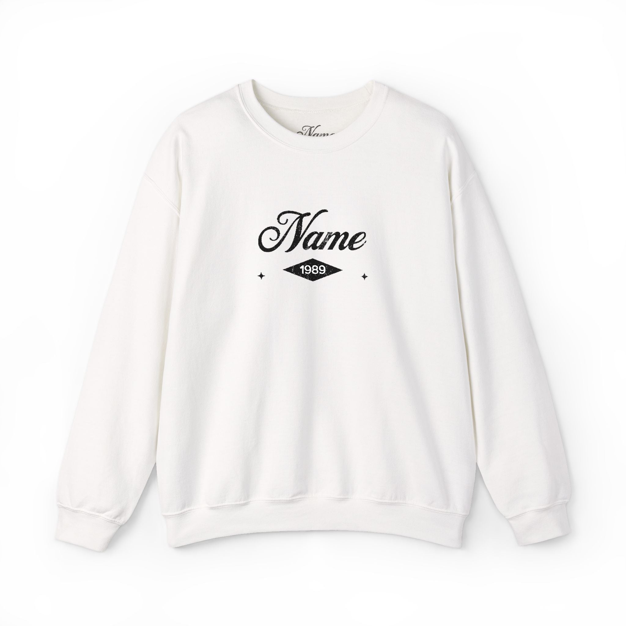Personalized Embroidered Name Crewneck Sweatshirt — Vintage Script Custom Name Pullover