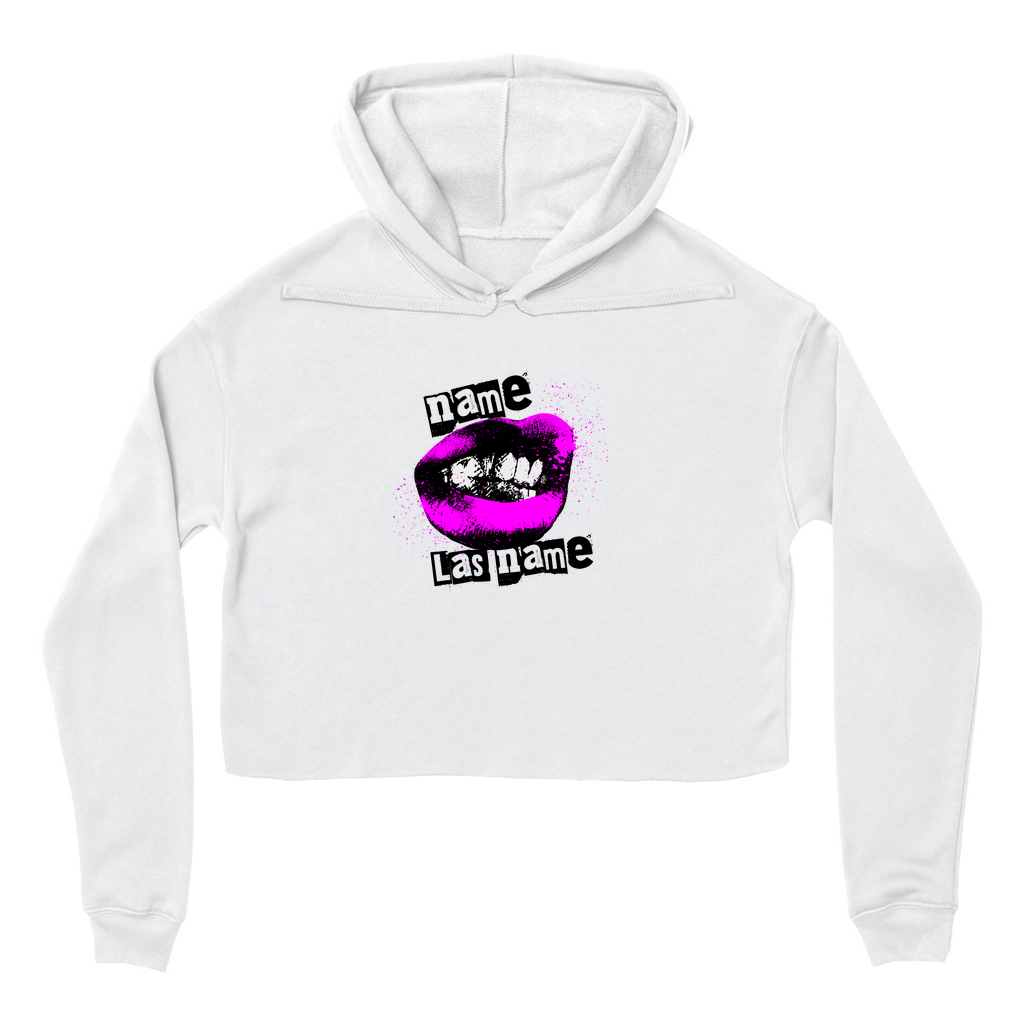 Personalized Cropped Hoodie – Sexy Lips Neon Edition