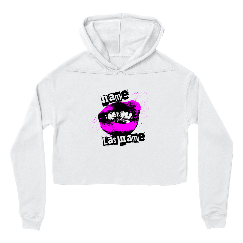 Personalized Cropped Hoodie – Sexy Lips Neon Edition