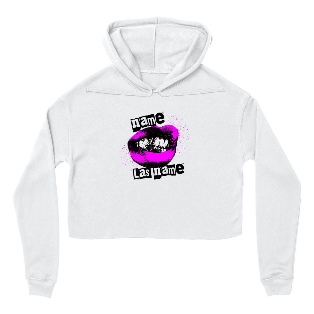 Personalized Cropped Hoodie – Sexy Lips Neon Edition