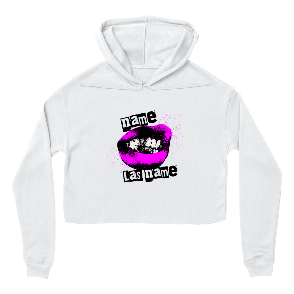 Personalized Cropped Hoodie – Sexy Lips Neon Edition