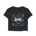 Blue Butterfly Personalized Crop Top — Custom Name Retro Aesthetic Shirt