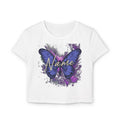Purple Butterfly Personalized Crop Top — Custom Name Aesthetic Galaxy Shirt