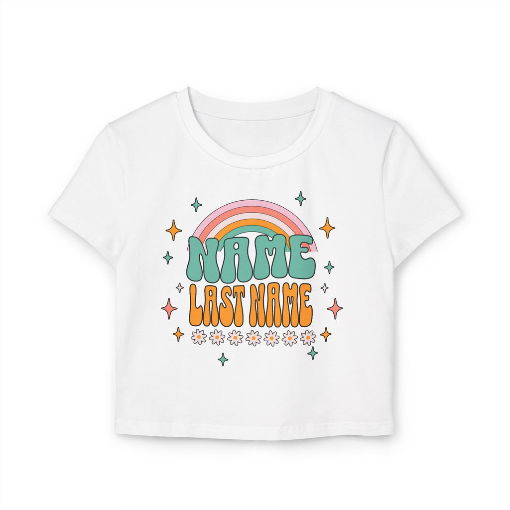 Retro Rainbow Personalized Crop Top — Custom Name & Last Name Shirt