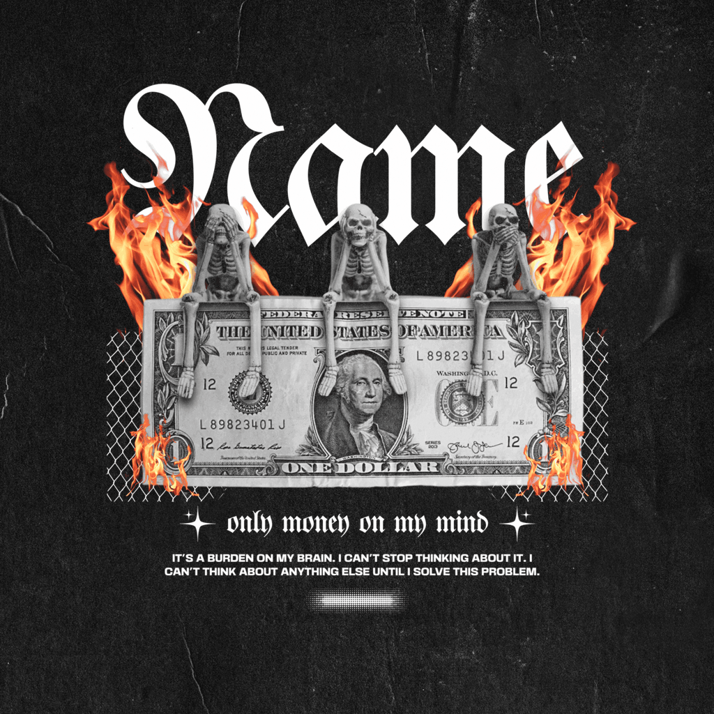 personalized t-shirt with burning dollar design