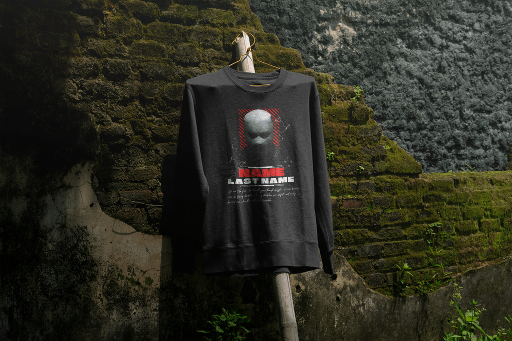 Personalized Masked Warrior Sweatshirt — Add Your Name, Last Name & Custom Life Quote