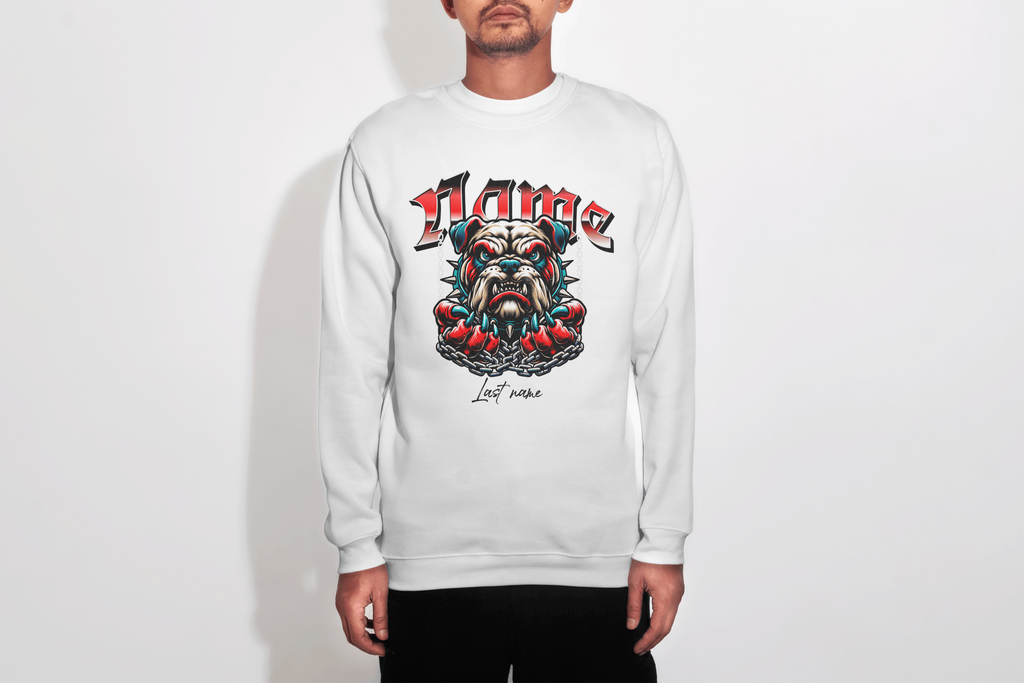 Aggressive-Style Bulldog Sweatshirt — Add Your Name and Last Name to the Design