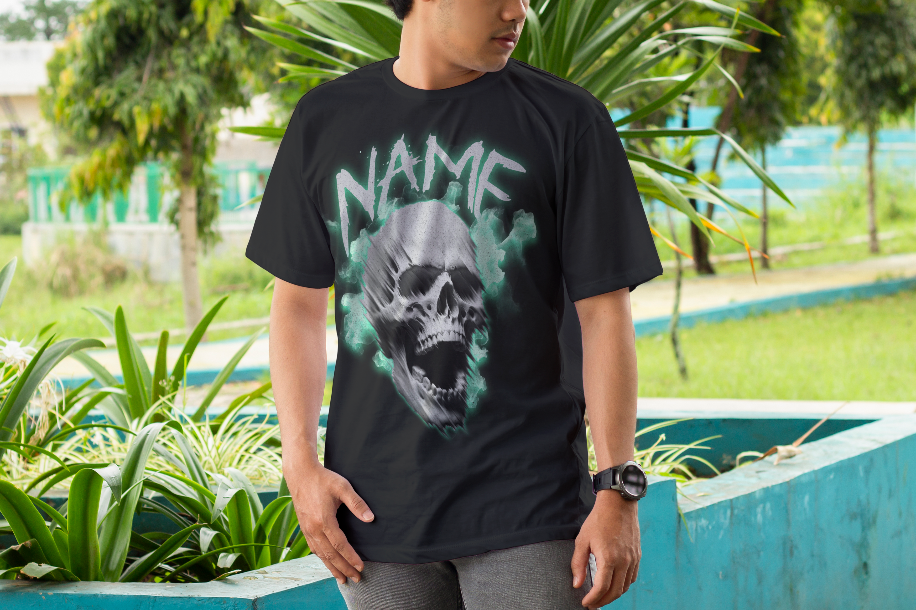 personalized t-shirt with skull design