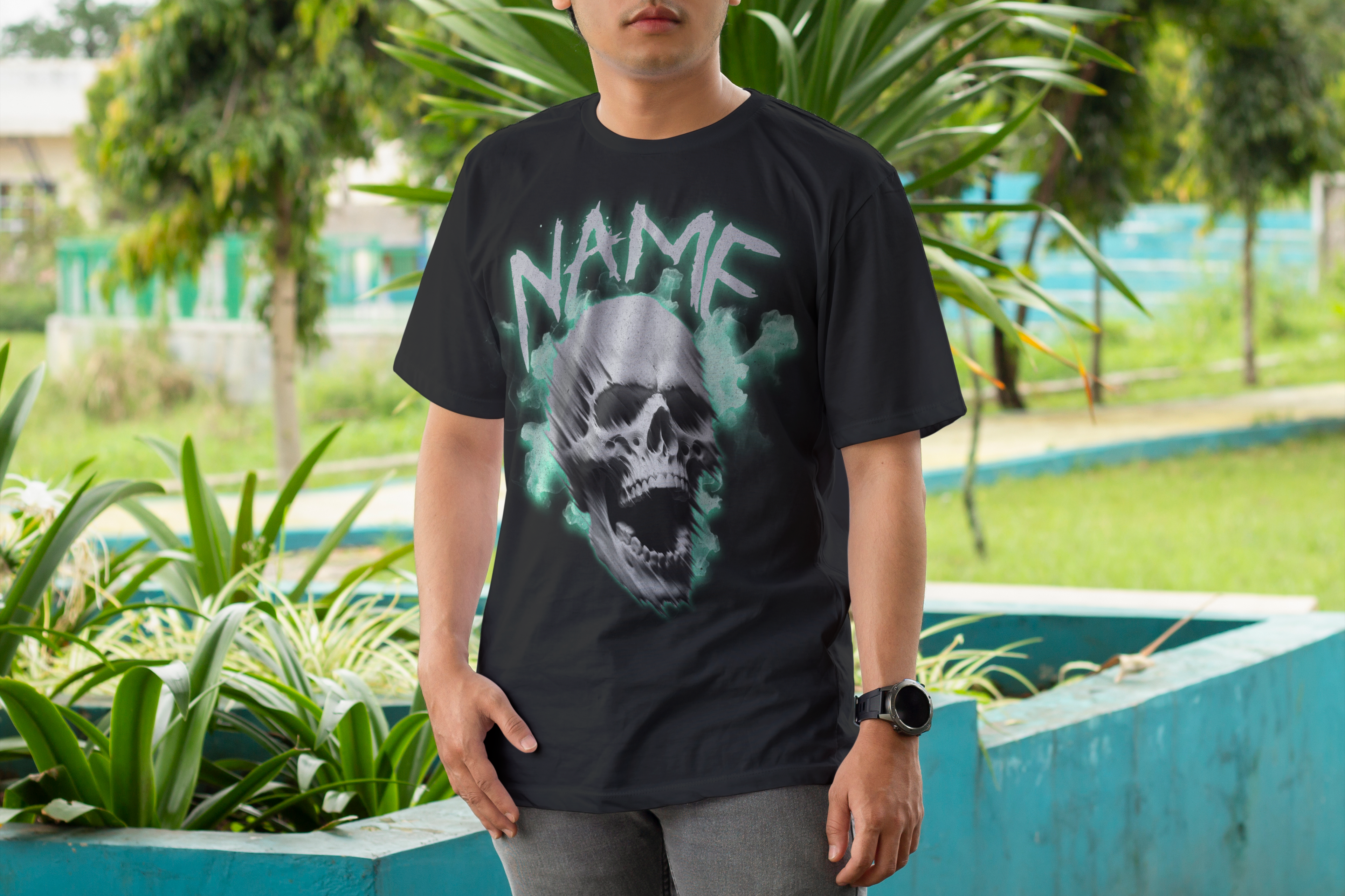 personalized t-shirt with skull design