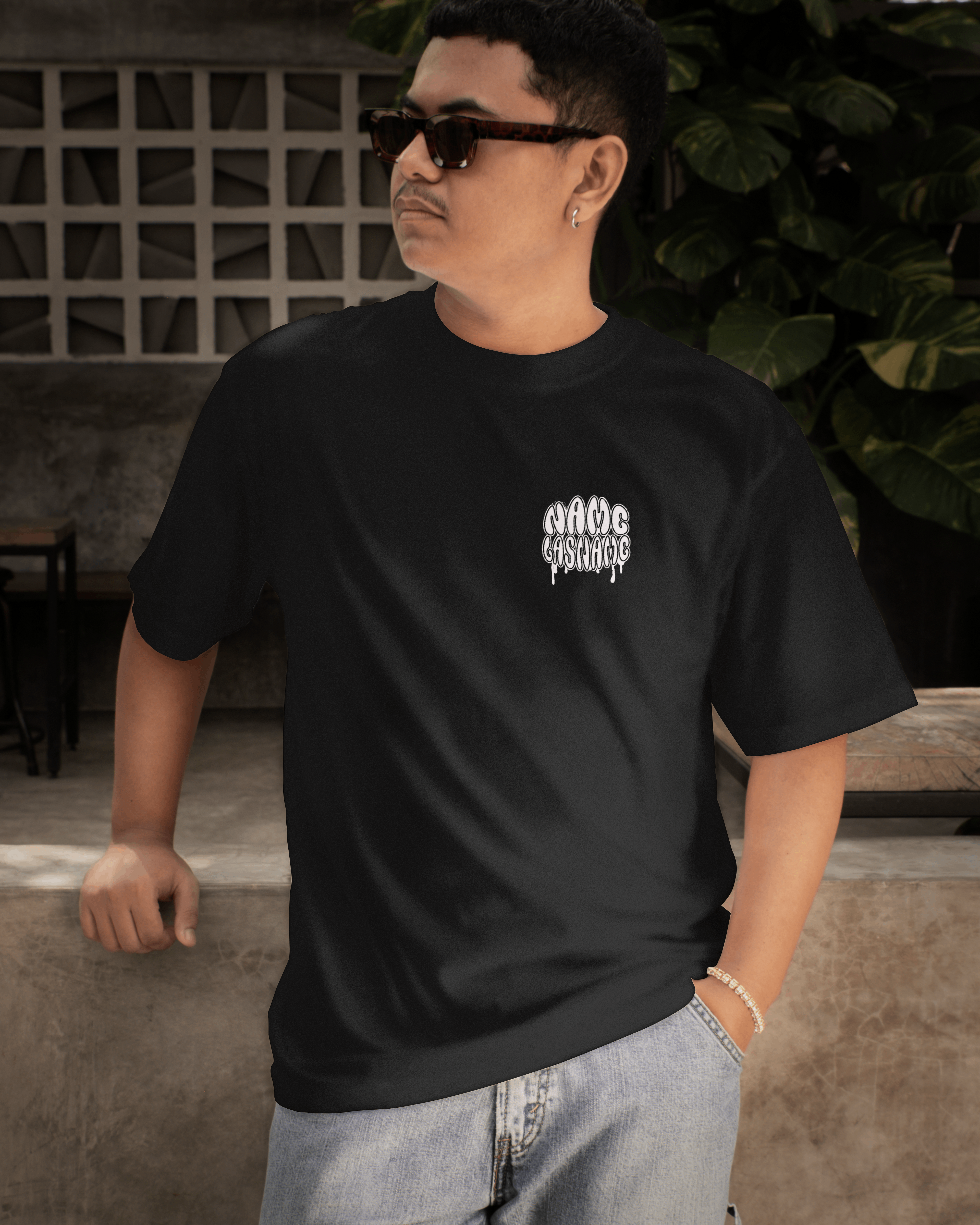 Graphic Tee — 'Mood Swing' Minimal Chest Logo Oversized Boxy T-Shirt