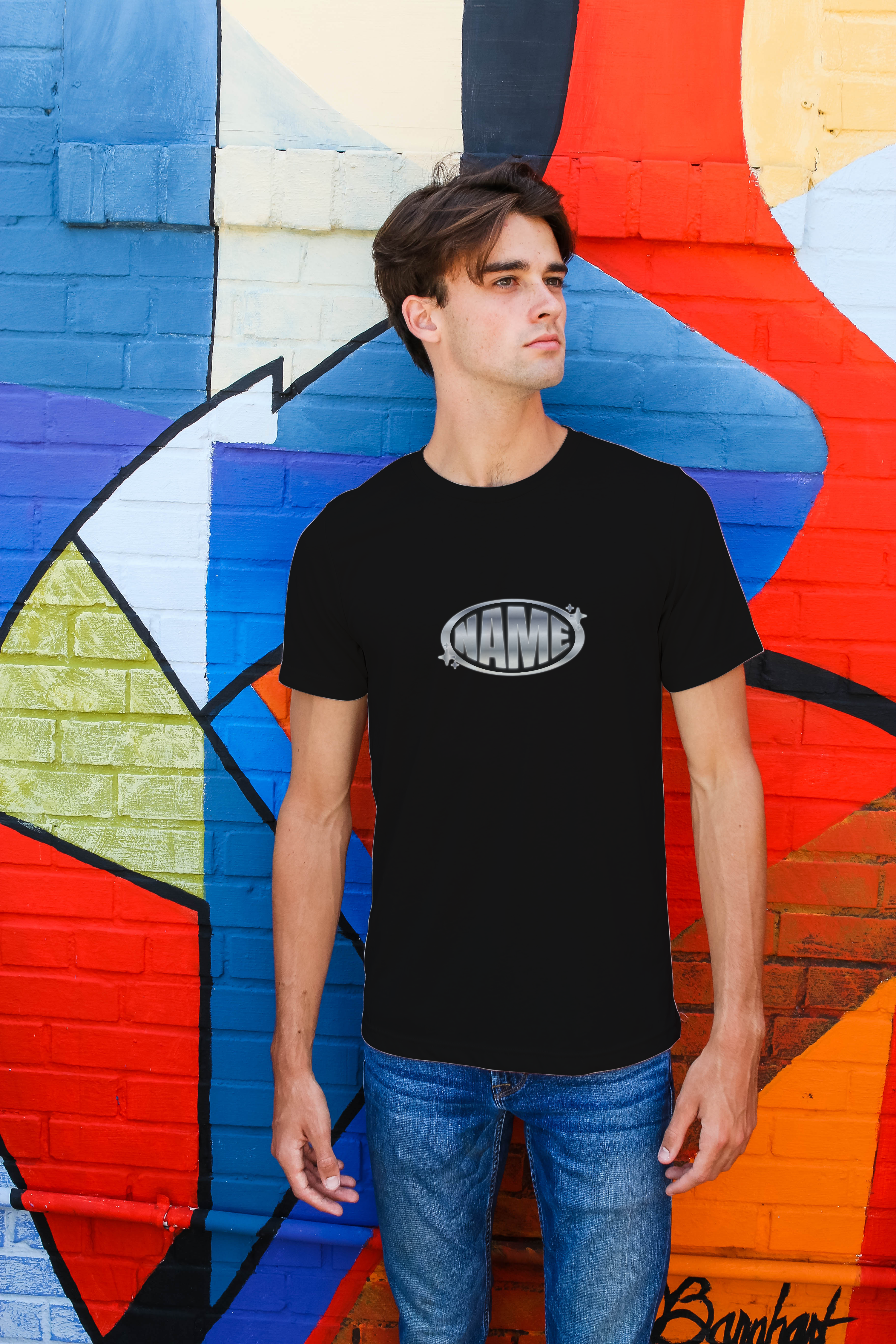 personalized t-shirt with metallic color design