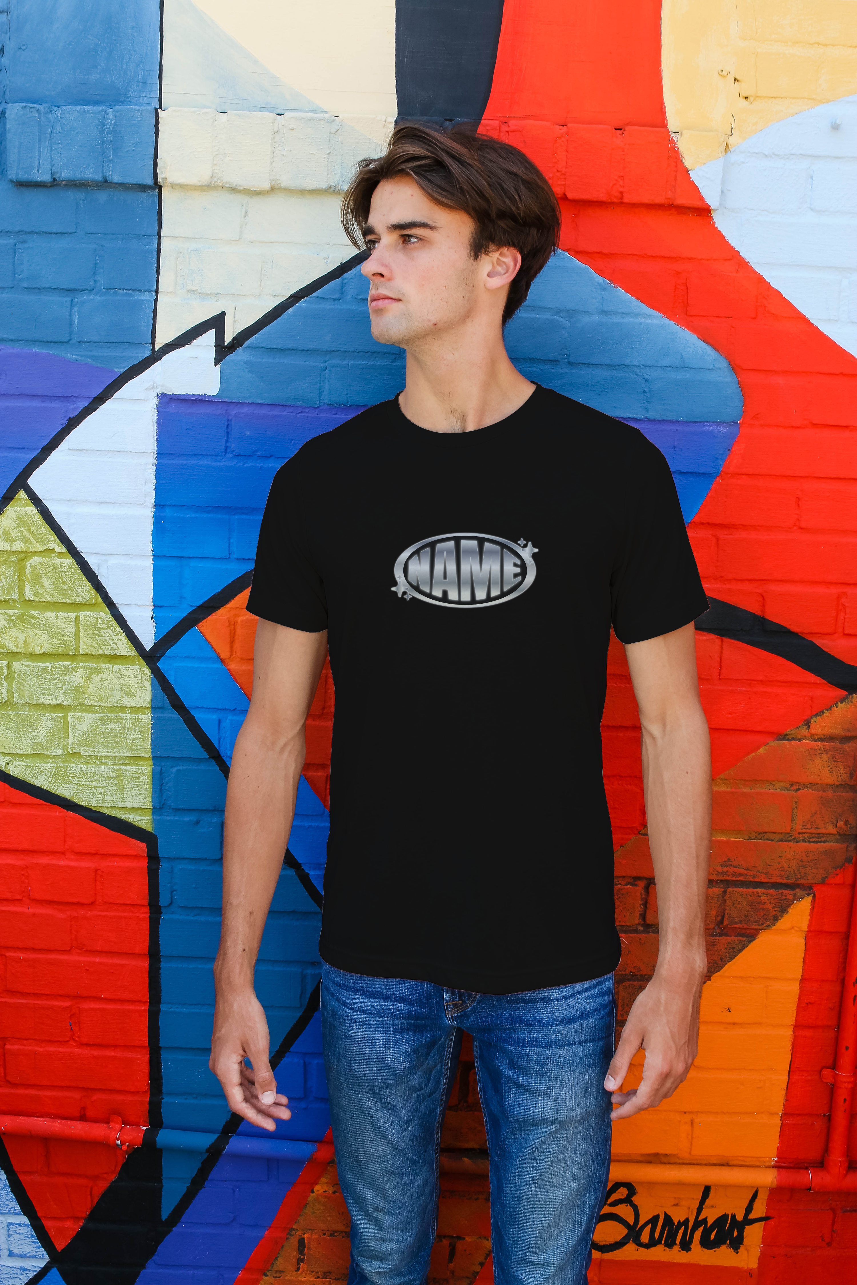 personalized t-shirt with metallic color design