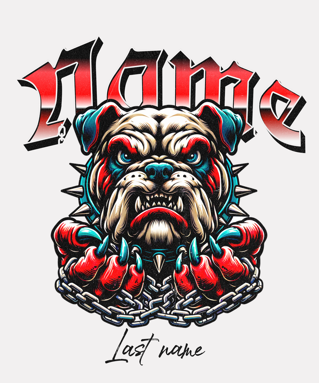 Aggressive-Style Bulldog Sweatshirt — Add Your Name and Last Name to the Design