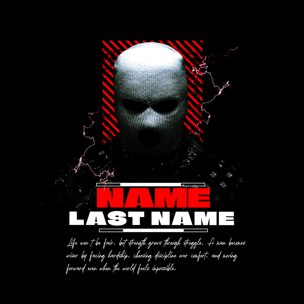 Personalized Masked Warrior Sweatshirt — Add Your Name, Last Name & Custom Life Quote