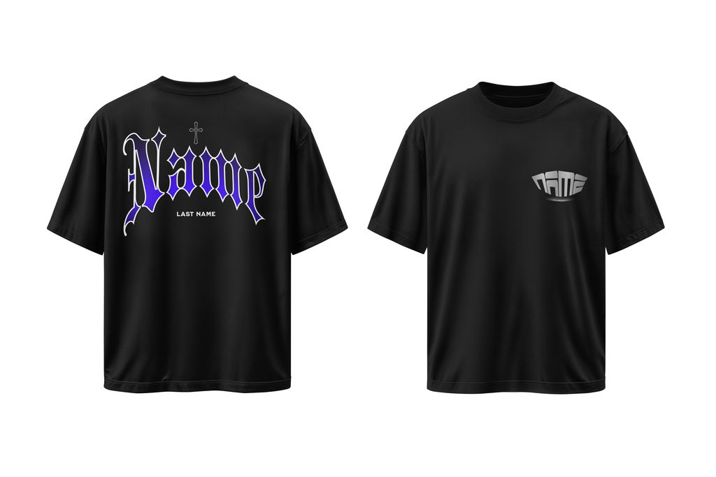 Boxy Tee — Gothic Name Graphic Tee (Customizable Name and Last name)