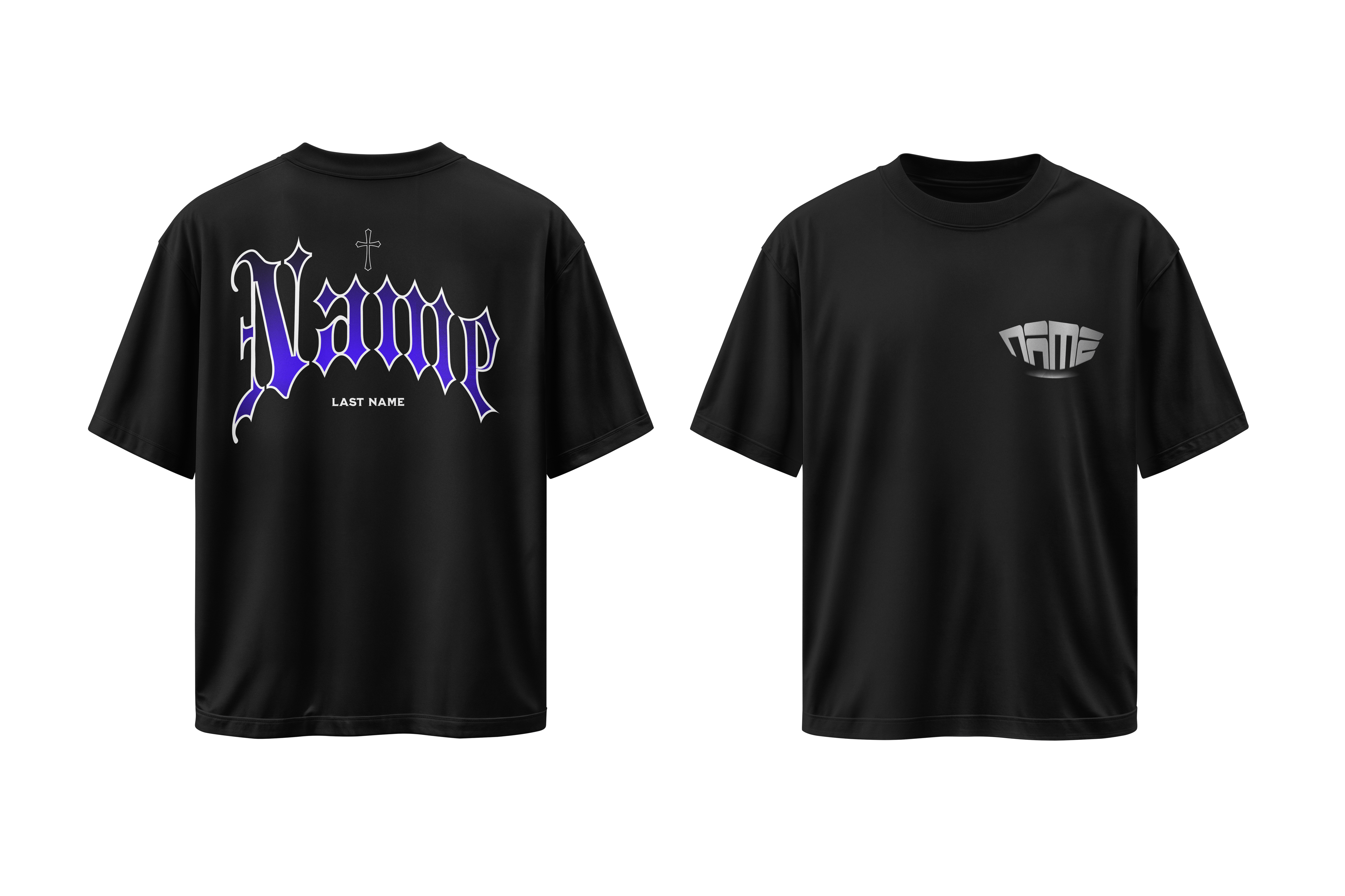 Boxy Tee — Gothic Name Graphic Tee (Customizable Name and Last name)